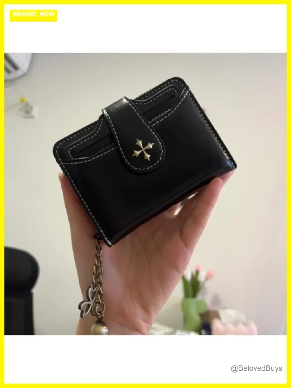 Small PU Leather Zip Bifold Wallet Mini Coin Pocket Goth Vintage Purse